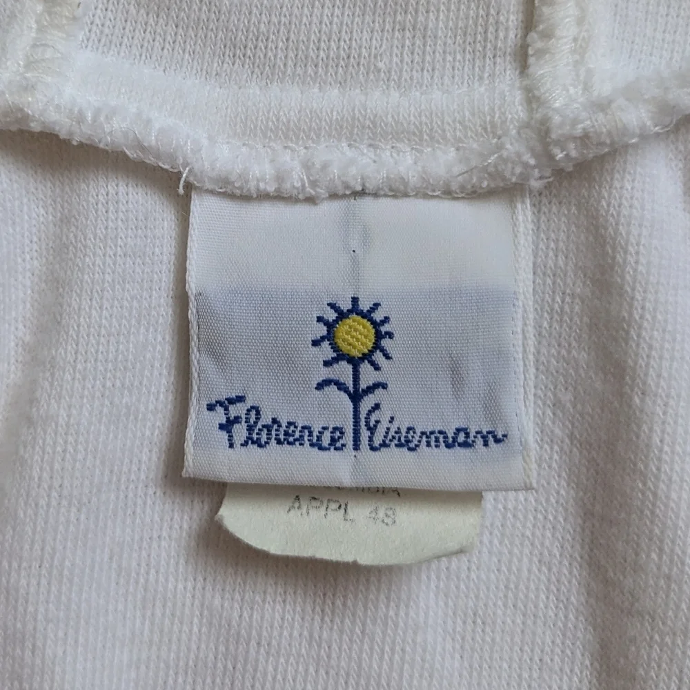 Florence Eiseman Hooded Terry Swim Cover-up White with Pink Petal Flowers 9-12m